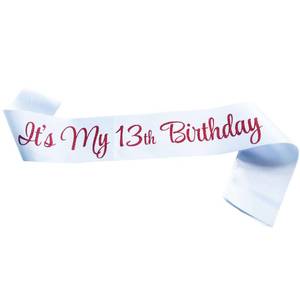 lot 12273 image: NAUXIUDSJS Itfts My 13th Birthday Sash, Birthday Sash for Women, Birthday Princess 13th Birthday Gifts Decorations for Happy 13th Birthday Party Favor Supplies,White Red