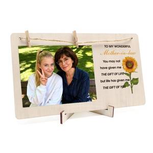 lot 12285 image: Aelciyue Mother-in-law Gifts from Daughter-in-law - Christmas Birthday Wedding Mothers Valentines Day Gifts for Mother-in-law Sunflower Gift Wood Tabletop Photo Picture Frames Gift for Mil