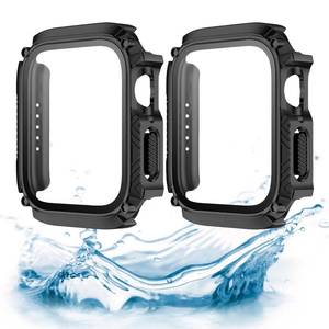 lot 12295 image: AEXUTDA 2-Pack for Apple Watch Series 9 8 7 Waterproof Case with Tempered Glass Screen Protector Ultra-thin for 41mm - Black