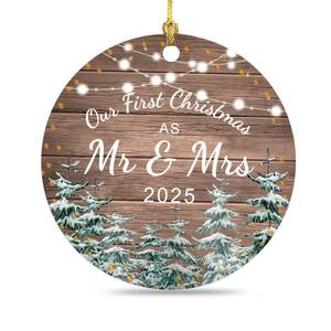 lot 12308 image: Jnglr Our First Christmas Ornament 2025, First Christmas Married Ornament 2025 - Rustic Christmas Decoration Double-Sided Acrylic 3