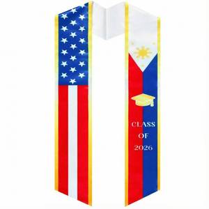 lot 12310 image: Sasylvia Philippines and USA Graduation Stole Sash Class of 2026 International Philippines Countries American Flag Honor Stole Sash for Study Abroad International Student
