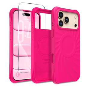 lot 12318 image: HSAOHD Magnetic for iPhone 17 Pro Case 6.3in, Compatible with MagSafe, Integrated Silicone Camera Control Cover Screen Protector, 2X MIL-STD Drop Protection Case for iPhone 17 Pro, Neon Pink