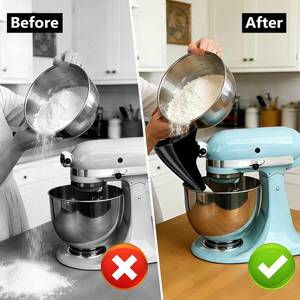 lot 12362 image: Flour Funnel for KitchenAid Mixer 5 Qt � Anti-Splash Attachment for Tilt-Head Stand Mixer 4.5 and 5 Quart (KSM150), No-Mess Baking Tool for Adding Flour and Powdered Sugar (Black)