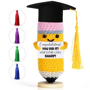 lot 14482 image: 2026 Graduation Gifts Pencil Emotional Support Crochet with 5 Replaceable Tassel Positive Inspiration Handmade Crochet Graduate Gift for Him Her Congrats Class High School College DIY Graduation Gift 2 Pack