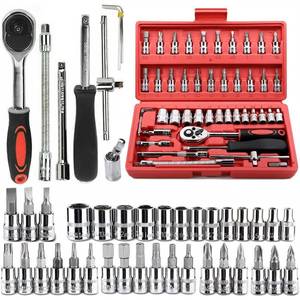 lot 17585 image: YWHWLX 46 Pieces 14 in. Drive Ratchet Socket Wrench Set with Quick-Release Ratchet,Includes Metric Bit Sockets and Extension Bar for Car Repair and Home Maintenance
