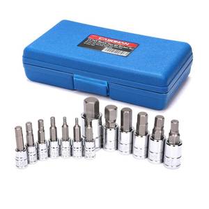 lot 17586 image: CASOMAN 13 Piece Hex Bit Socket Set, Metric, 2 mm-14 mm, S2 Steel Allen Bit Socket Kit