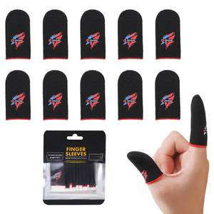 lot 20251 image: Gaming Finger Sleeves for Sweaty Hands and Mobile Gaming, Smooth Touch Screen Thumb Protector, Anti-Slip Sweat-Proof Controller Accessories, Black (Black Finger Sleeves (10 PCS))