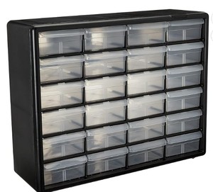 lot 1834 image: Akro-Mils 10124 24 Drawer Plastic Parts Storage Hardware and Craft Cabinet, 20-Inch x 16-Inch x 6.5-Inch, Black