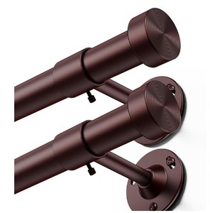 lot 1917 image: YaFex 2 Pack Heavy Duty Curtain Rods 32-60 Inch, 1 Inch Adjustable Curtain Rod for Windows, Bronze Short Window Treatment Rods Set with Aluminium Finials, Modern Design