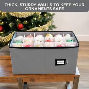 lot 3439 image: HNS Christmas Ornament Storage Container Grey Fits Up to 64 Ornaments