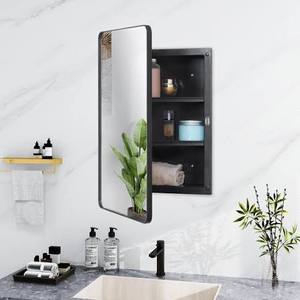 lot 5454 image: Medical Cabinet with mirror color black 24x19x16 inch