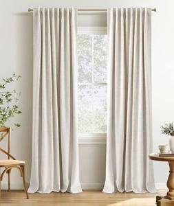 lot 6183 image: Blackout Curtain Panels beige width 50 by length 90 in