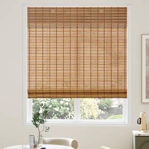 lot 1891 image: AGESISI Bamboo Roman Shades with Valance Cover, Cordless Blinds for Indoor Windows, Light Filtering Woven Wood Shades for Home & Patio, Privacy Protection, 34 W x 64 H, Carbonized