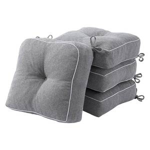 lot 1950 image: YZ HOME 4 Pack of Chair Cushions for Dining Chairs, Kitchen Chair Pads with Shredded Blue Memory Foam Filling, Indoor Outdoor Chair Seat Cushions with Ties, 16.5 x 16.5 X 5 Inches, Grey