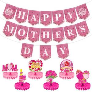 lot 2284 image: Avxzbef Happy Mothers Day Decorations Set, Table Honeycomb Centerpiece and Flower Banner for Mothers Day Dinner Home Table Decor