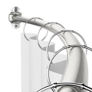 lot 3466 image: Mcrbeay Curved Shower Curtain Rod, Adjustable 40-72 inches Extra Wide Curved Shower Rods for Bathroom, Stainless Steel Round Shower Curtain Rod for Bathtub, Rustproof, Brushed Nickel