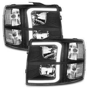 lot 3477 image: WEELMOTO LED DRL Headlights Assembly for 2007 2008 2009 2010 2011 2012 2013 Chevy Silverado 1500, for 07-2014 2500HD 3500HD (Not Fit 2007 Old Body Classic) Headlamps Black Housing Clear Reflector