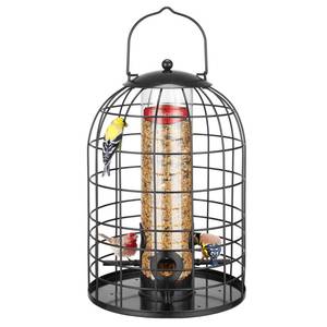 lot 3519 image: Kingsyard Metal Bird Feeder for Outdoors, Squirrel Proof Caged Tube Feeders Hanging Green, Wild Small Birds Rainproof Station for Garden Yard Seed Easy Clean, Black