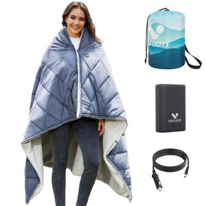 lot 3524 image: Heated Blanket Battery Operated,12V Cordless heating pad with 15000 battery,Heated Shawl Throw Blanket,Wearable Heated Blanket,Sherpa Lining,3 Heating Set for Outdoor Camping,Backpacking,Hiking,Travel