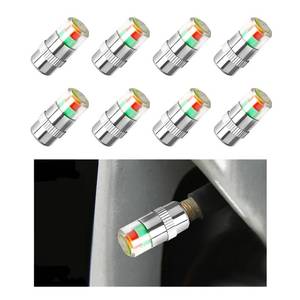 lot 4266 image: KVAEY 4 PCS Tire Pressure Monitor Valve Caps, 3 Color Eye Alert Tire Pressure Monitor Sensor Indicator, Easy to Read Tire Pressure Monitoring Valve Stem Caps, Car Accessories (Silver)