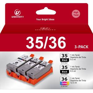 lot 4285 image: USEHOTI PGI-35 CLI-36 Ink Cartridges Compatible with Canon 35 36 for PIXMA TR150 TR160 iP110 iP100 Printers, 2 Black  1 Color Combo Pack, Non-OEM