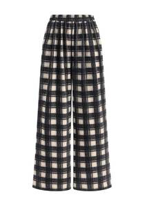 lot 4290 image: PRETTYGARDEN Casual Womens Pants 2026 Elastic Waist Palazzo Long Pajama Wide Leg Trousers Knit Fall Outfits with Pockets (Plaid Black,Small)