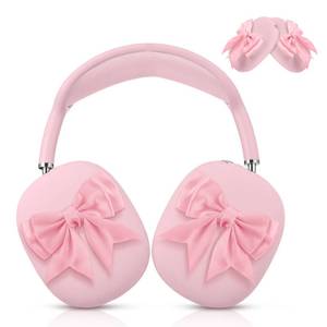 lot 4295 image: Xuhal 2 Pcs of Pink Bow Headphone Covers Compatible with Airpods Max USB-c(2024) Cute Silicone Ear Cups Protective Case with Ribbon Bow for Women Gift
