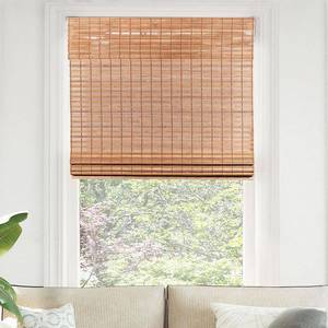 lot 5495 image: Chicology 27 W x 48 H Squirrel Cordless Bamboo Roman Shades  Natural Woven Wood  Light Filtering  Safe for Kids & Pets