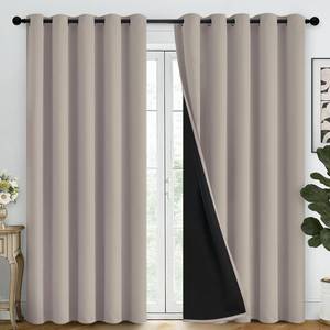 lot 11629 image: SimpleHome 100% Blackout Curtains for Bedroom,Thermal Insulated Natural Grommet Window Drapes Room Darkening Curtains for Living Room with Black Back,62 x 84 Inch,2 Panels