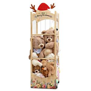 lot 11632 image: deepredcoast Stuffed Animal Storage,Christmas Reindeer Stuffed Animal Organizer, Movable Stuffed Animal Holder with Elastic Cords for Nursery Playroom Kidroom Bedroom