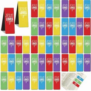 lot 12365 image: Resurhang 60 Pcs 2 Jesus Loves You Magnetic Bookmarks, Jesus Gift Bulk, Christian Religious Inspirational Bookmarks, for Teachers Mothers Day Church Gifts First Sunday School Supplies Party Favor
