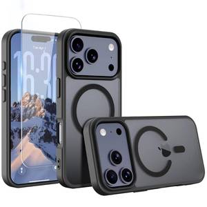 lot 12427 image: EUMADOVE iPhone 17 Pro Max Case, with Screen Protector X1, Compatible with MagSafe, Lightweight Phone Case, Smooth Matte Finish (Black, iPhone 17 Pro Max)