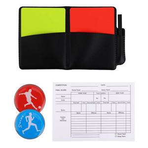 lot 18345 image: Soccer Referee Card Set, Red and Yellow Warning Ref Cards with Leather Case, Record Papers, Pencil, Coin Toss, Coaches Accessories Kit for Volleyball Football Baseball Matches Training Equipment