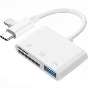 lot 18348 image: SD Card Reader for iPhone iPad, Micro SD Card Reader Memory Card Reader with USB Adapter Plug and Play Trail Game Camera Card Viewer Supports SD and TF Card No App Required