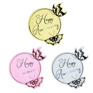 lot 18354 image: 3-Piece Happy Anniversary Acrylic Cake Toppers - Perfect for Anniversary Parties, Weddings, and Cake Decorations