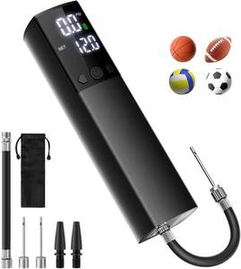 lot 18355 image: Electric Ball Pump,Smart Air Pump Portable Fast Inflation Accurate Pressure Gauge and Digital LCD Display for All Sport Balls Basketball Football Soccer Volleyball (2Pin & 2Nozzle & 1Spout)