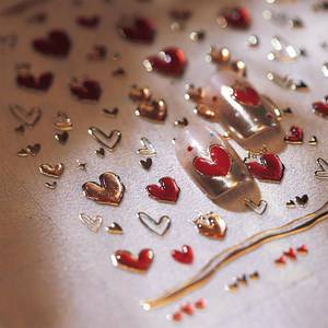 lot 18382 image: 1 Sheets Valentines Nail Stickers for Nail Art Self Adhesive 5D Embossed Heart Nail Art Stickers Gold Red Heart Nail Decals Nail Design Stickers Valentines Day Nail Supplies for Women Girl