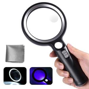 lot 18425 image: Magnifying Glass with Light, 30 LED Lights Handheld Illuminated Magnifier with 2 Light Modes, 30X 45X 60X Magnifying Glass for Seniors Reading, Inspection