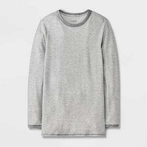 lot 18473 image: Mens Relaxed Fit Long Sleeve Scoop Thermal Underwear Shirt - Goodfellow & Co Heathered Gray S