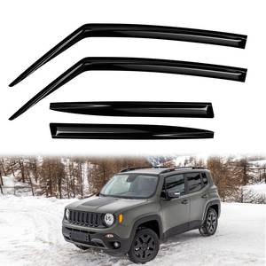 lot 19339 image: DimFlux 4PC Rain Guards for 2015-2024 Jeep Renegade Window Visors Deflectors Sun Shades Vent Tape On Out Channel