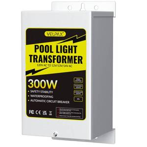 lot 19344 image: 300W 120V AC to 12V13V14V AC Multi-tap Safety Pool Light Transformer with Stainless Steel Casing, for Outdoor Landscape and Spa