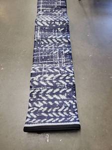 lot 19365 image: Navy and White Geometric Pattern Outdoor Matt Approx. 120x64