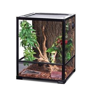 lot 19368 image: REPTI ZOO Reptile Glass Terrarium, 18 x 18 x 24 Front Opening with Double Hinge Door & Top Screen Ventilation, 30 Gallon Tank Large Reptile Terrarium (Knock-Down) (Damaged, Broken Glass)