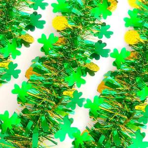 lot 20330 image: 33FT St Patricks Day Tinsel Garland Decorations Green Shamrock and Gold Wafer Irish Decor Shiny Thick Metallic Hanging Garland for St Patricks Day Home Indoor Outdoor Party Supplies-(GreenGold)