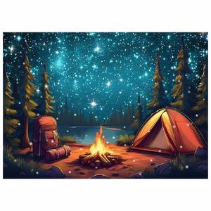 lot 20335 image: AIIKES 7x5ft Forest Scene Camping Backdrop Campfire Tent Backdrops Photography for Kids Adult Birthday Party Decor Banner Studio Props XY174