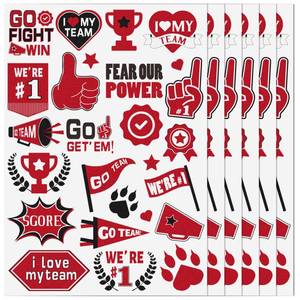 lot 20355 image: Team Spirit Temporary Tattoo Stickers - 72 Pcs Red Black Spirit Sports Supplies Glitter Colorful Cute Pack Party Decorations Supplies for Kids Teens Adults School Football Game Favors