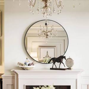 lot 1871 image: Round Mirror 28 inch Black