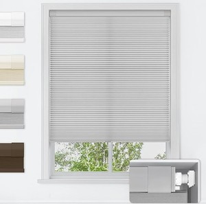lot 3450 image: LazBlinds Cordless Cellular Shades 44W x 64H Silver White NFC-BO-031