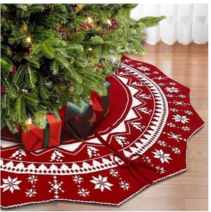 lot 3478 image: 72 inch Double-Sided Snowflake Tree Skirt Red SD-MX22SF-D72-RD