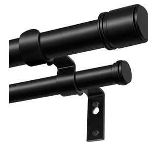 lot 3500 image: Double Curtain Rods for Windows 72 to 144 Inch, 1 Diameter, Black  Heavy Duty Material